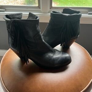Sam Edelman Black Fringe Ankle Booties
